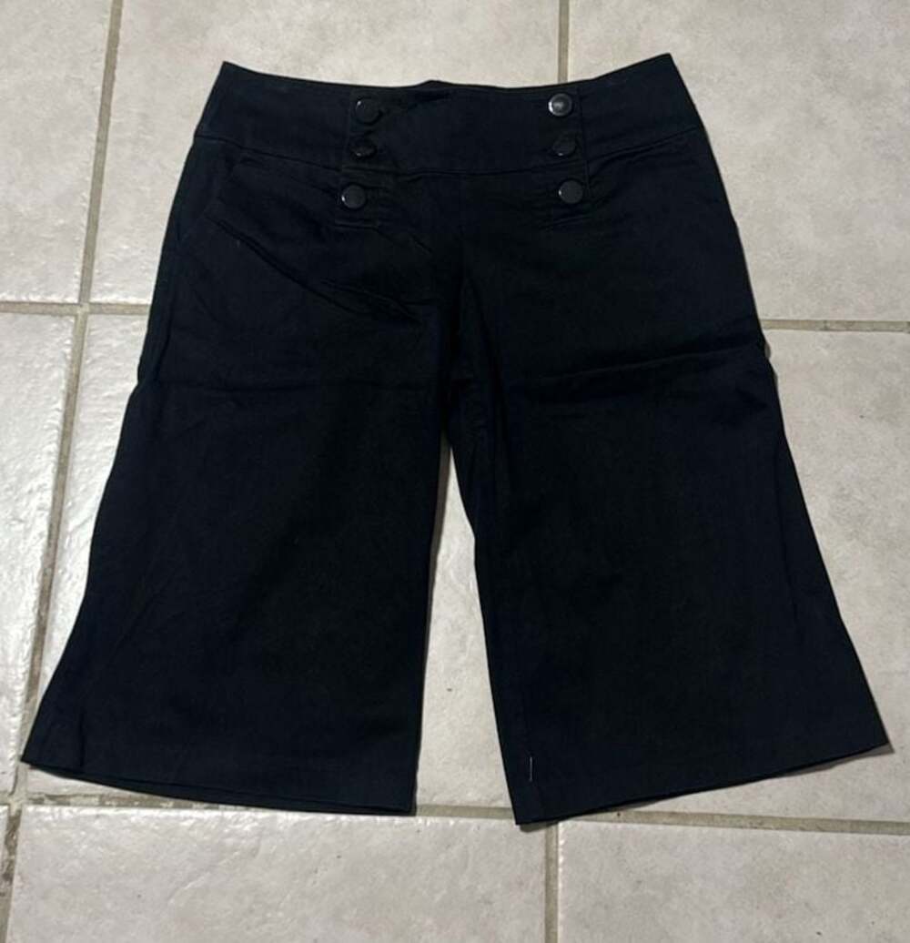 Forever Black Sailor Button Front Wide Leg Shorts Size L